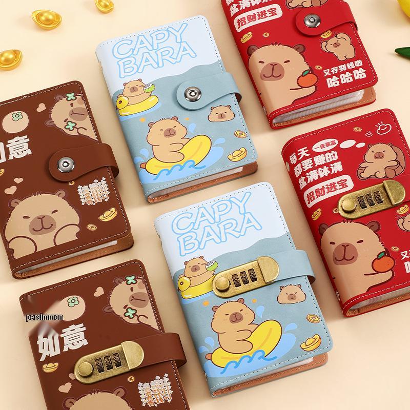 Kapybara 2025 Zámek na heslo Peněžní desky A6 Album pro finanční řízení