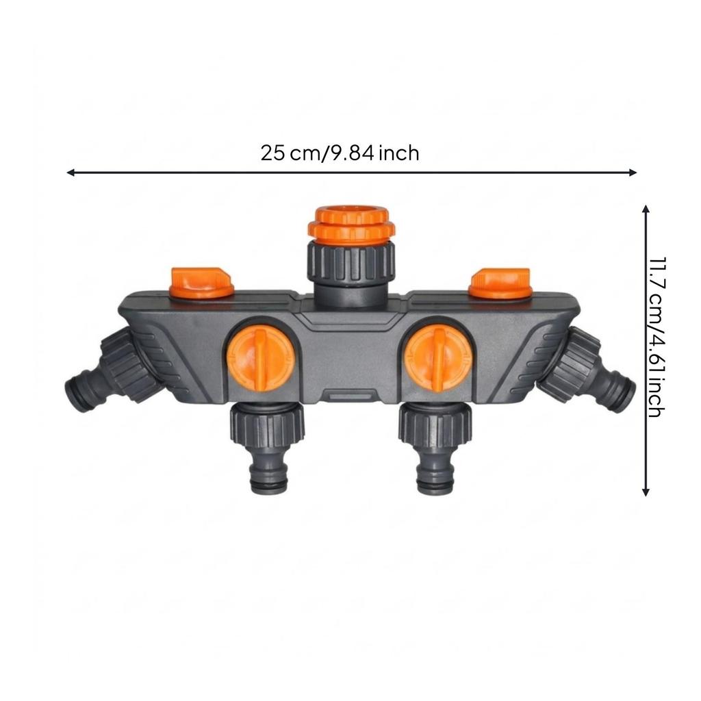 4 Outlet Hose Splitter Individual Water Diverter Easy To Install Garden for Yard,