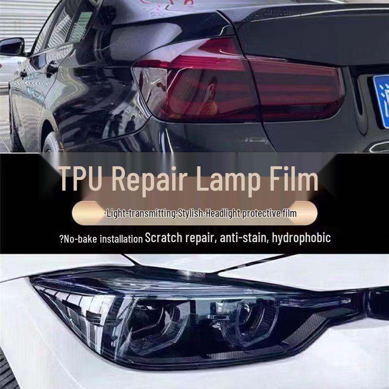 TPU Rookzwart Folie: Koplampbescherming & Krasherstel met Lichte Kleurverandering voor Autolampen en Achterlichten.