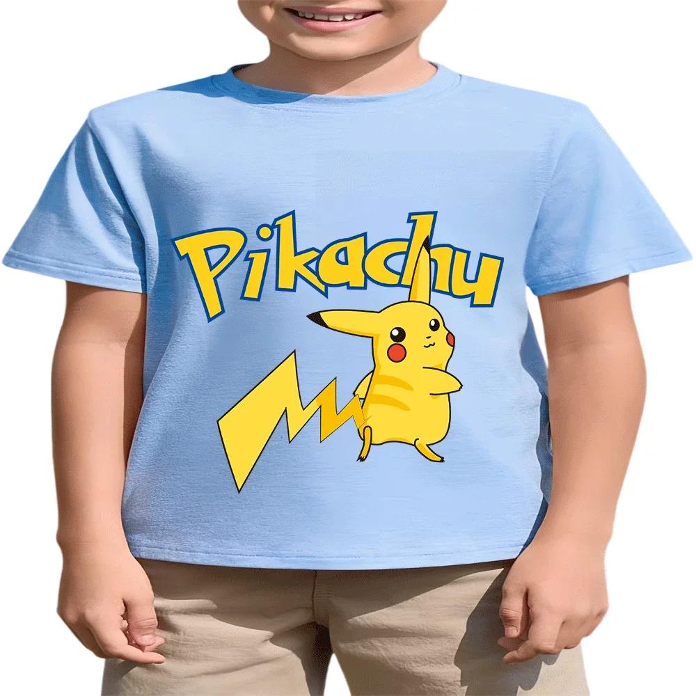 Pikachu Anime Kids Cotton T Shirt Summer 214Y Casual Daily Children Top Hot Sale