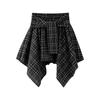Gonna Plaid Retrò Irregolare Donna Estate Nuova Sottile Drappeggio Gonna a Grembiule Vita Alta Gonna Corta