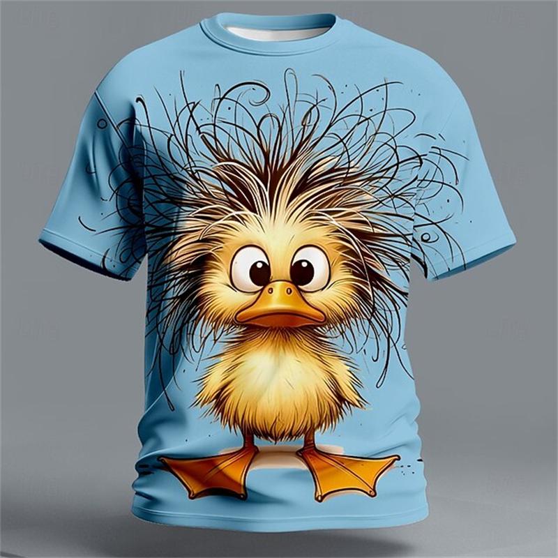 Casual Men s Crew Neck Short-Sleeve T-Shirt 3D Playful Animal Dog Design Stylish Children s Comfortable Loose-Fit Breathable T-Shirt 100