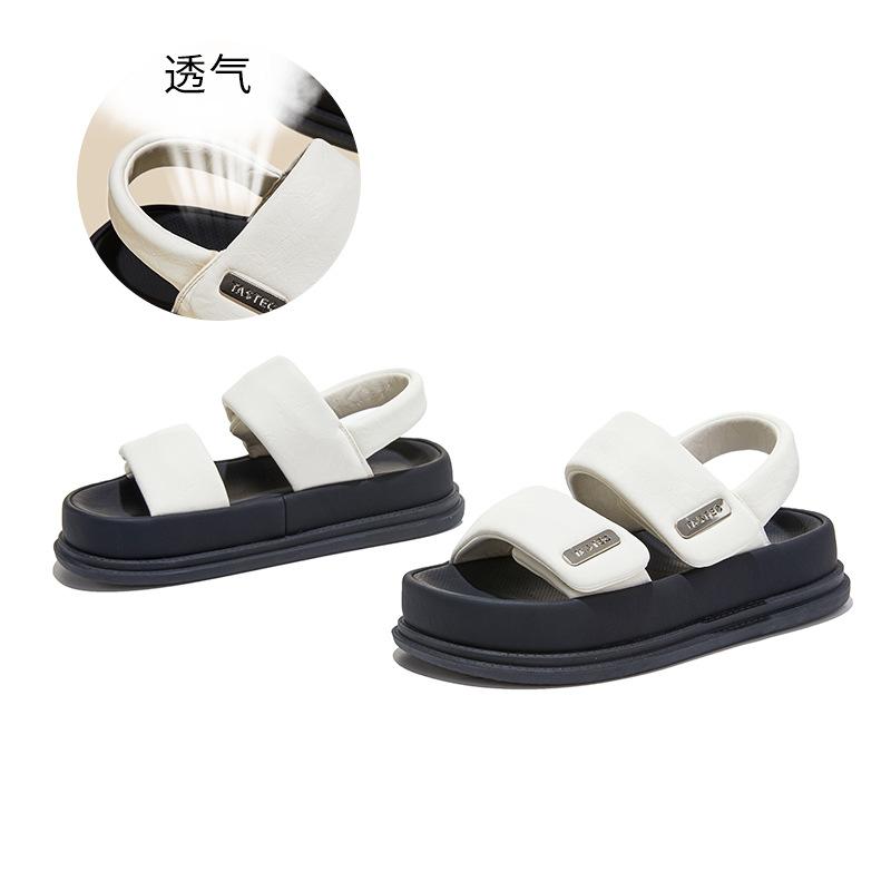 

Velcro sandals women s summer wear new muffin small thick-soled sandals versatile casual beach shoes 40 бежевий