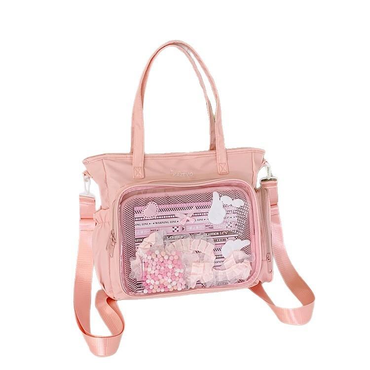 Anime Girl Student Shoulder Bag With Transparent Material For Casual Outings