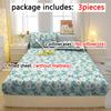 3-Piece Simple Modern Plant Flower Pattern Matte Three Piece Fitted Sheet Set, Bedroom Printed Bed Cover Set, Bedding