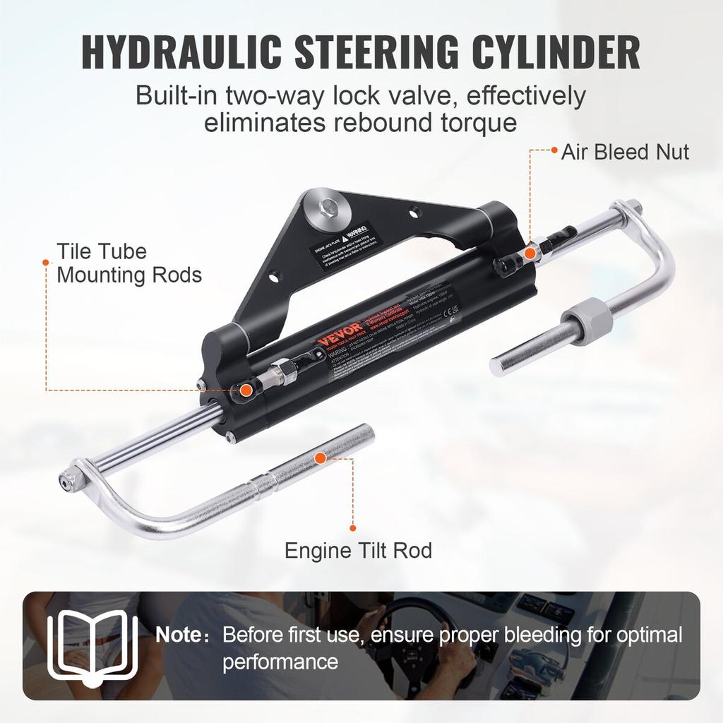 Hydraulic Outboard Steering Kit, 150HP, Marine Boat Hydraulic Steering System, with Helm Pump Two-Way Lock Cylinder and 24 Feet Hydraulic Steering