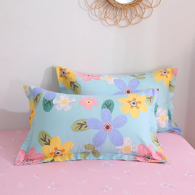Cotton Printed Cartoon Pillowcase 2 Pieces Comfortable and Soft 48x74cm Pillow Cases