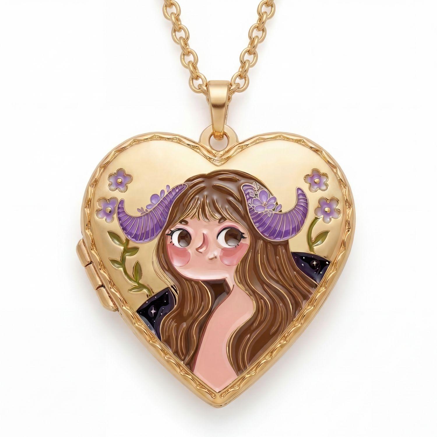 

Overseas Twelve Constellations Love Matching Necklace Opening And Closing Album Pendant Girl Image Gift Copper