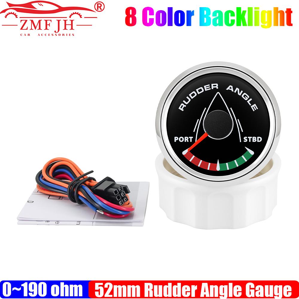 ZMFJH 0-190ohm Waterproof Boat Marine Rudder Angle Indicator 8 Color Backlight 52MM Rudder Angle Gauge Meter STBD-PORT 12V24V