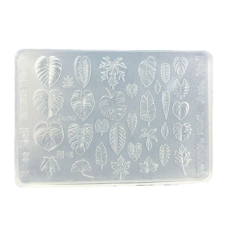 3D Silicone Monstera Leaf Nail Carving Mold Acrylic Bird Ribbon Stamping Template Nails Stencils Uv Gel Polish Diy Design Charm