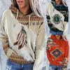 Women's Ethnic Style Retro Print Round Neck Pullover Hoodie