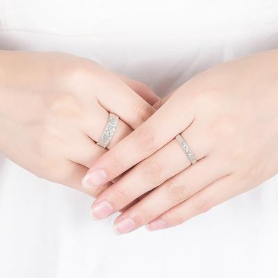 Sterling Couple Rings Set Minimalist Open Band Engraved