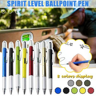 6in1 Multi-tools Pens Multifunction Ball-point Pen Level Caliper Screwdriver 5ml