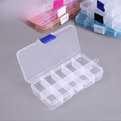Detachable 10-Grid Transparent Plastic Storage Box for Small Parts