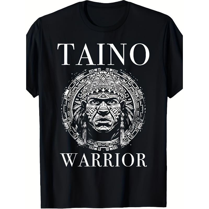 

European sizes Taino Warrior Boricua Boriken Pride Men S T-Shirt | Vintage Graphic Crew Neck Black, Perfect Gift for Christmas 4XL чорний