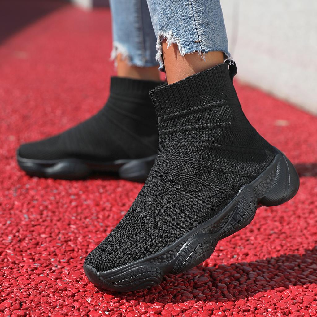 Frühling und Herbst neue fliegende gewebte Übergröße Freizeitsportschuhe High-Top atmungsaktiv rutschfest Paar Übergröße Stiefeletten