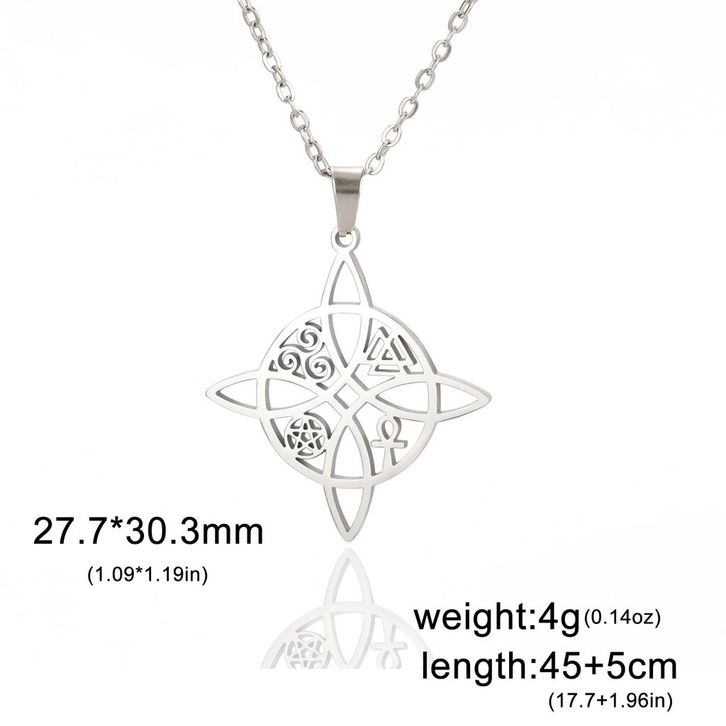 Vintage Witch Knot Necklace for Women Luck Pendant Irish Celtics Protection Amulet Stainless Steel Witchcraft Wicca Jewelry Gift