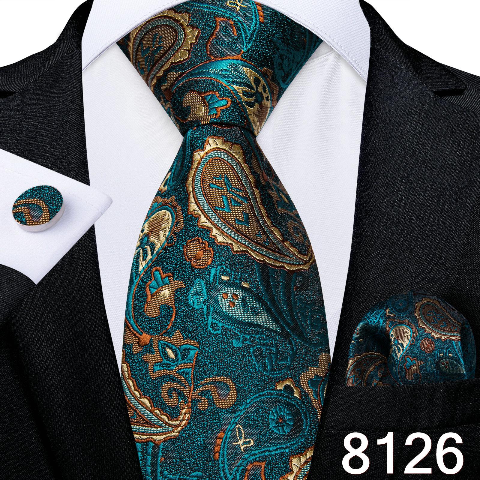 

Мужской деловой набор : шёлковый галстук в клетку и запонки N-8126