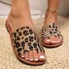 Women's Leopard Print Flat Slippers Summer Outdoor Breathable Non-Slip Comfort Casual Beach