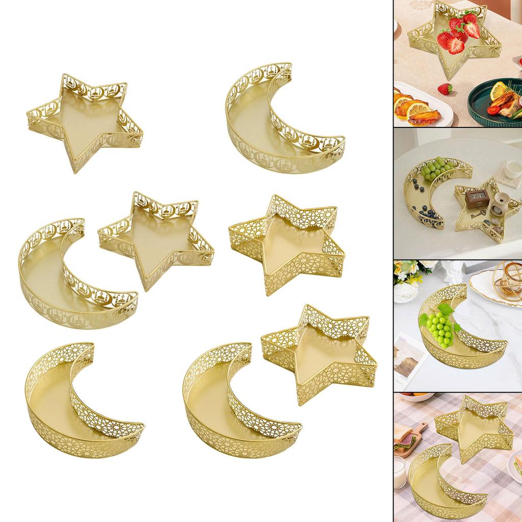 Moon Star Tray Eid Mubarak Tray Elegant Centerpiece Serving Platter for Events Family Gatherings Home Decoration Kitchen