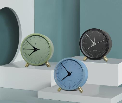 Round Creative Student Hands Desk Clock Metal Alarm Clock Bedroom Living Room Decoration Simple Silent Children's Clock
