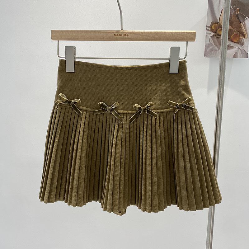 A-Line High-Waisted Wool Pleated Skirt - Women s Autumn/Winter Fashion L