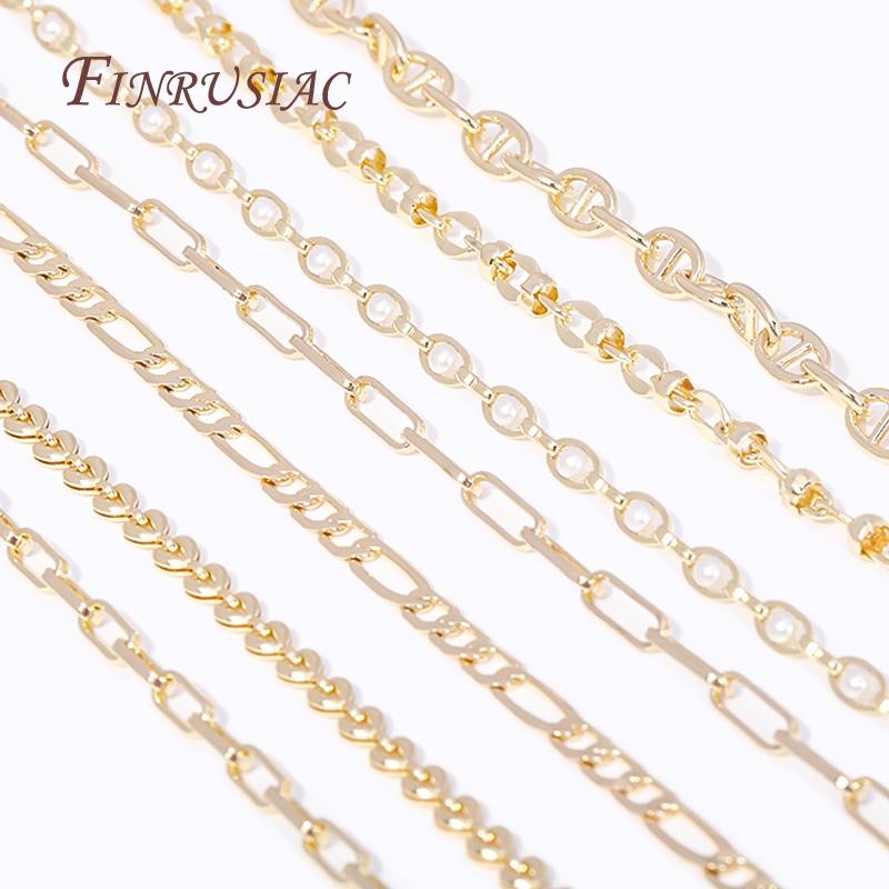 Multi-types 14K Gold Plated Metal Chain Roll For Jewelry Making,Handmade DIY  Necklace Cable Chain Spool,Supplies For Jewelry