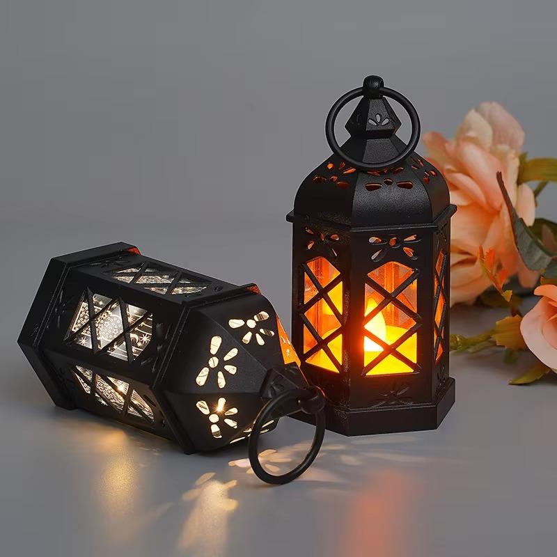 Wind Lantern 1PCS Electronic Candle Light Hexagonal Wind Lantern Portable, Portable Small Lantern Night Light, Wood Handmade