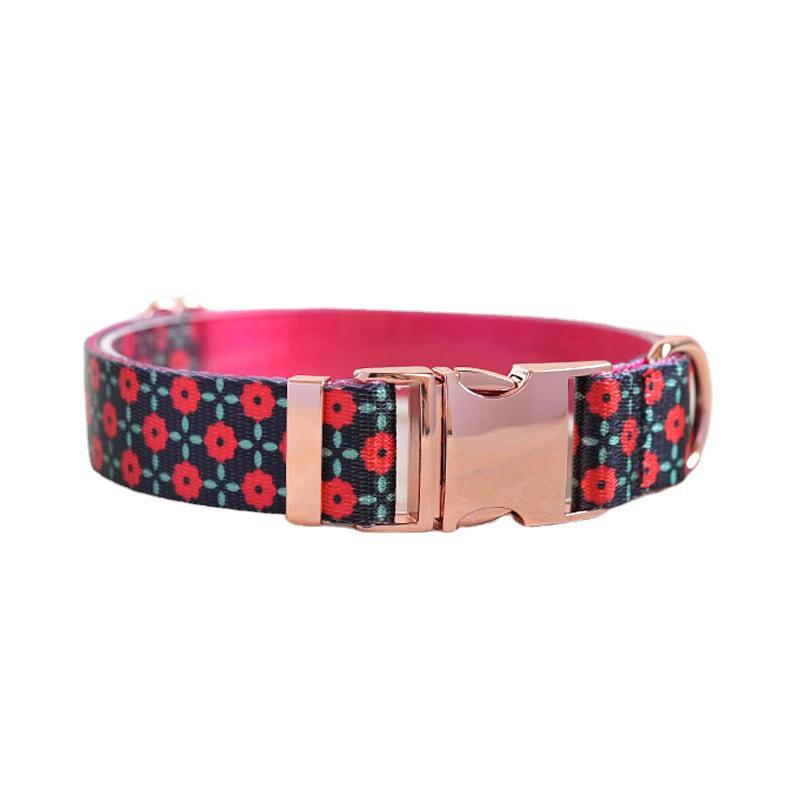 Dotted Flower Dog Collar with Metal Buckle - New Pet Accessories