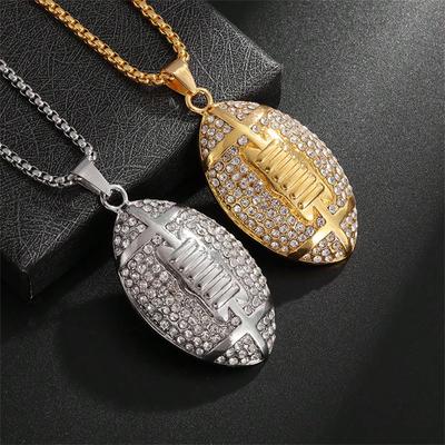 1PC New American Football Necklace Rap Punk Rock Jewelry Gift For Men Women Athletes Accessories