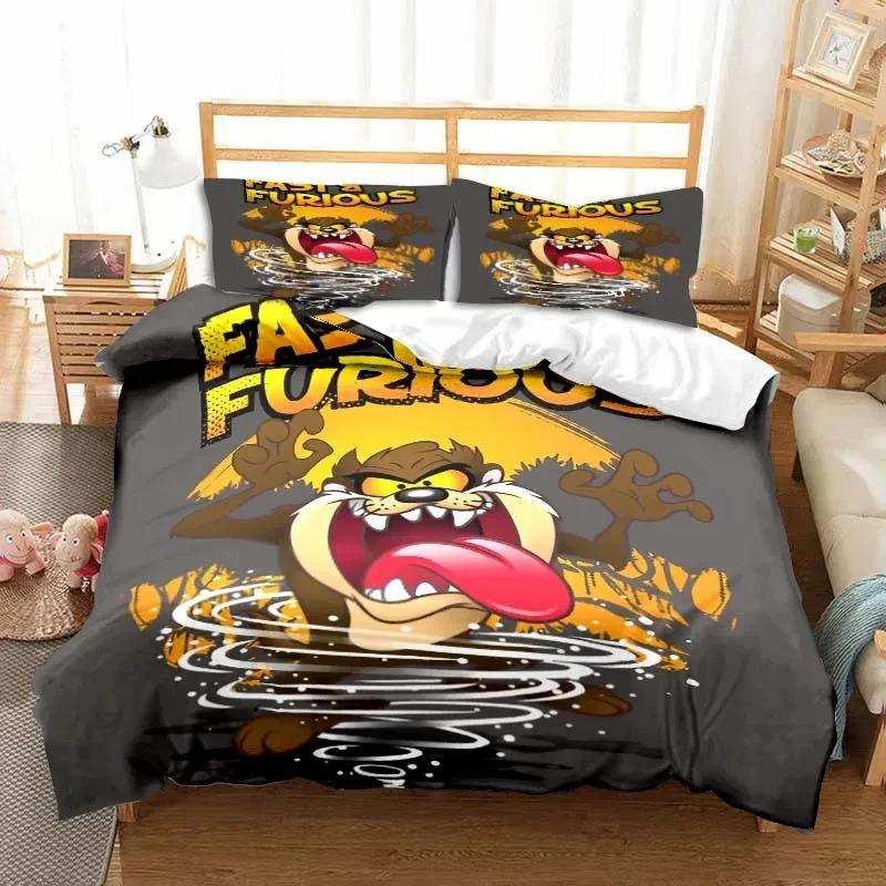 3D Druck Cartoon Tasmanischer Teufel Mode Bettwäsche Set Doppel Einzel König Bettbezug Steppdecke Kissenbezug Jungen Mädchen Erwachsene Schlafzimmer