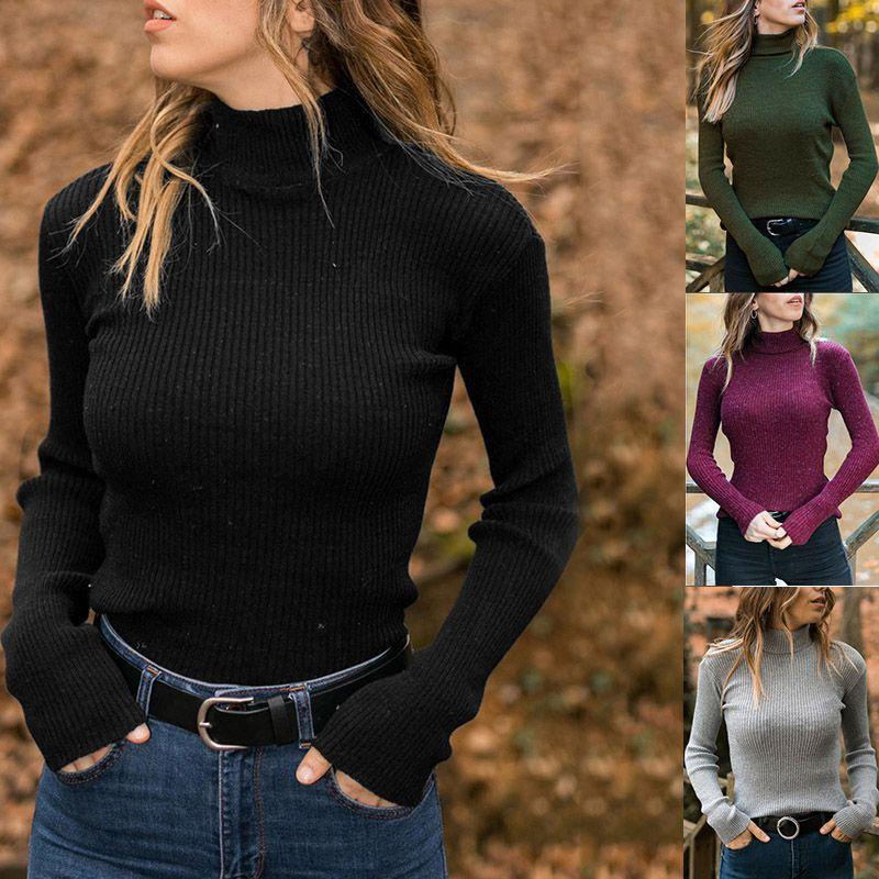 Women's Winter Turtleneck Sweater Casual Slim Fit Long Sleeve Warm Tops Blouse