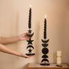 Black Pillar Candle Holder Iron Candlestick Sun Moon Star Metal Candle Stand for Weddings and Festival Table Decoration
