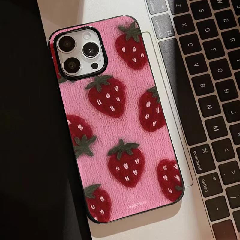 Adorable Korean-Style Strawberry Phone Case for Samsung Galaxy A56 A55 A36 A35 A26 A25 A15 5G A24 A23 A22 A52 A71 A72 4G Cover