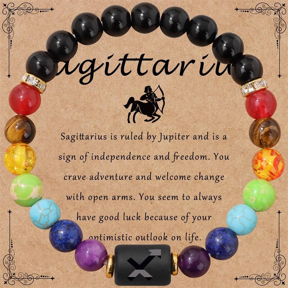 Men Women 12 Constellation Bracelet Elastic Bracelet Hand Woven Adjustable Natural Tiger Eye Obsidian Bracelet Party Gift Jewelry