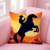 Dynamic Bold Cool Rider Horse Painting Cushion Cover Linen Pillowcase Cover Soft Decor for Sofa Home Room