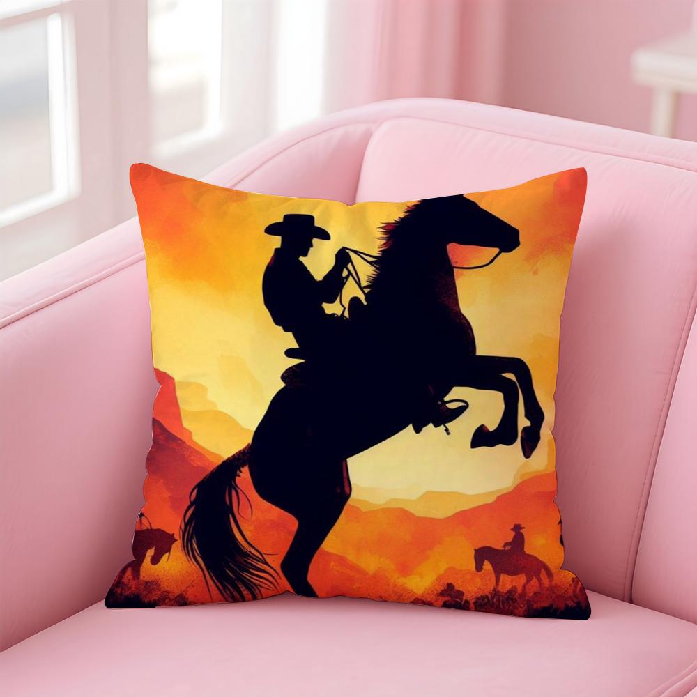 Dynamic Bold Cool Rider Horse Painting Cushion Cover Linen Pillowcase Cover Soft Decor for Sofa Home Room