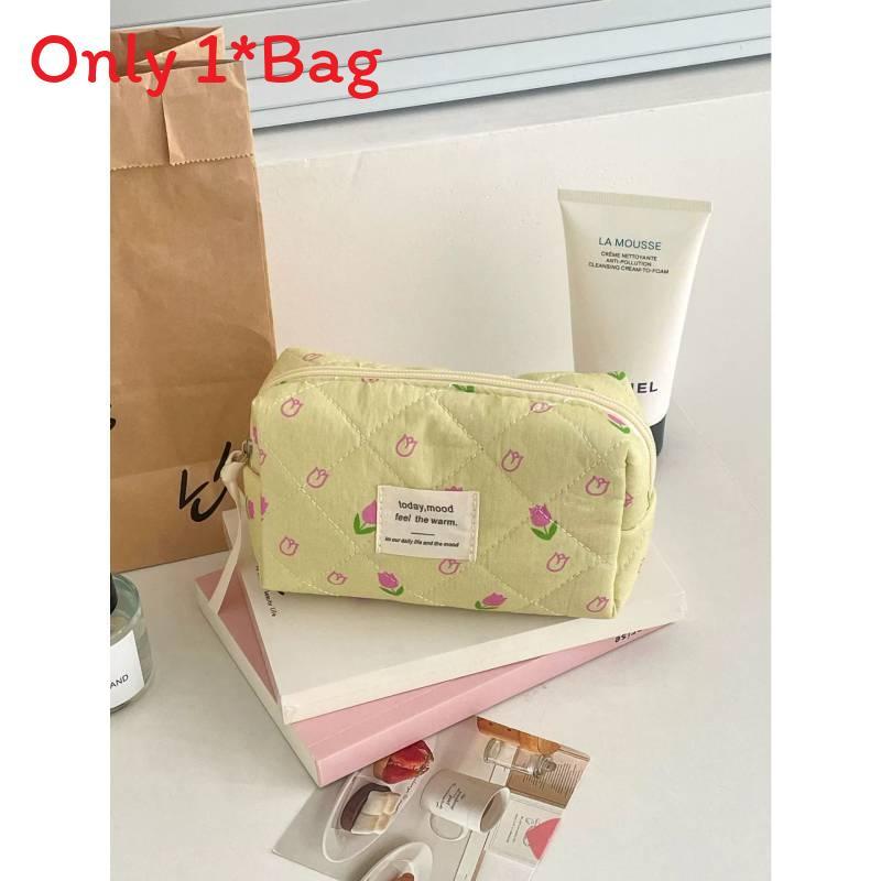 Floral Cotton Makeup Bag With Large Capacity For Everyday Use