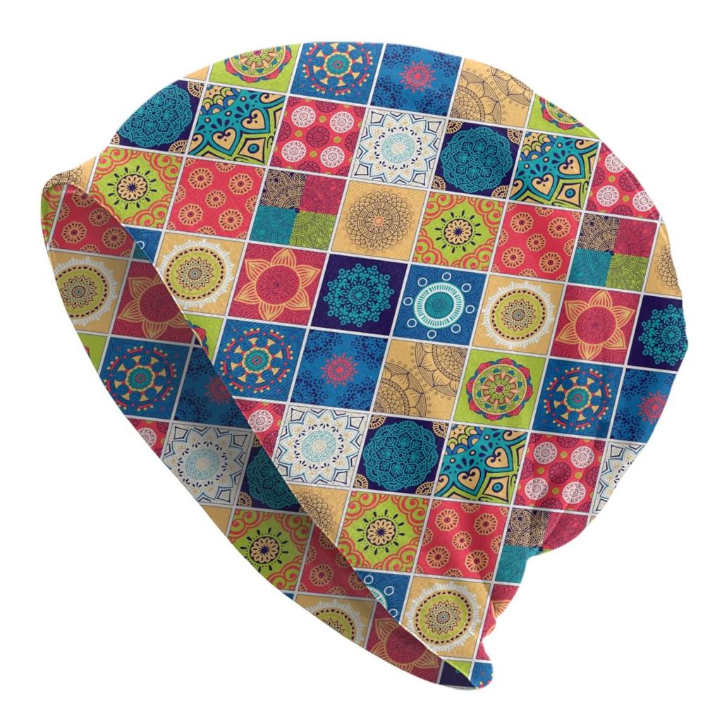 Custom Bohemia Ethnic Unisexdala Flower Pattern Skullies Beanies Caps Winter Warm Women Unisex Knitting Hats Unisex Adult Bonnet Hats