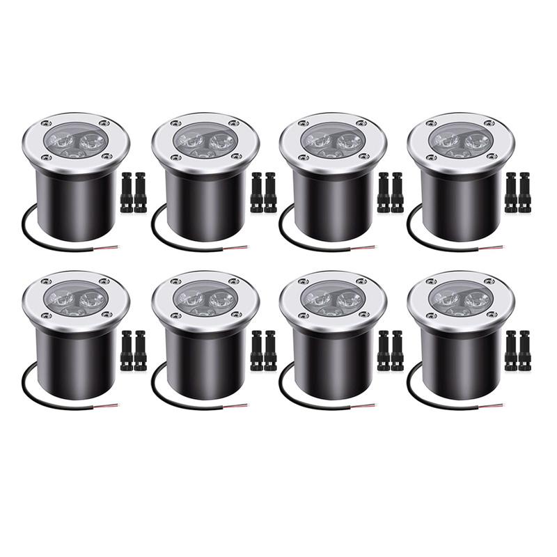 Low Voltage Landscape Lights LED Well Lights 3W 12V-24V in Ground Light Waterproof Floor Driveway Deck Step Outdoor Spot Lights