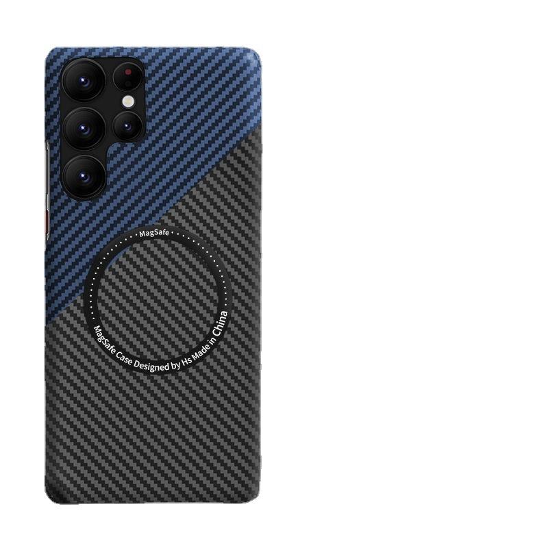 Suitable for Samsung S24 Ultra Carbon Fiber Mobile Phone Case Magnetic Suction S22 Ultra Thin Kevlar Anti Fall S23 Protective Case