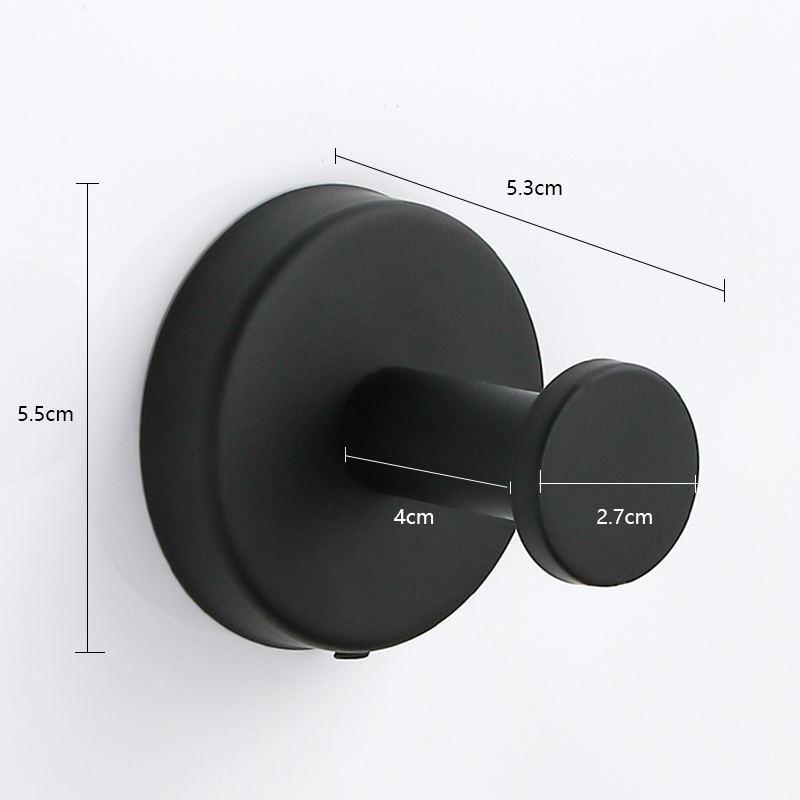 Stainless Steel No-Drill Suction Cup Wall Hook for Coats & Hats - Black