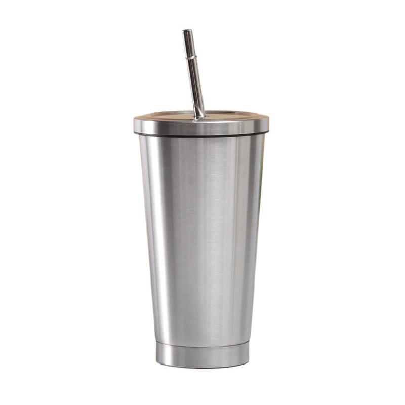 1Pc 500ml Outdoors 750ml In-vehicle Insulated Cup Winter Stainless Steel Coffee Cup Straw