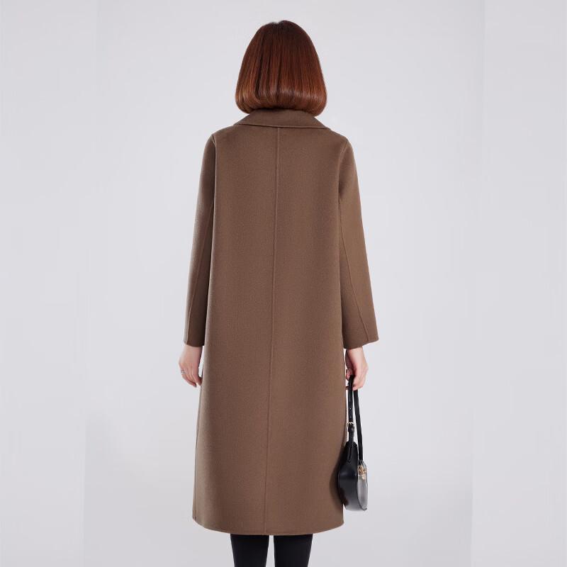 Fengxun Women's 100% Wool Scarf Collar Long Coat