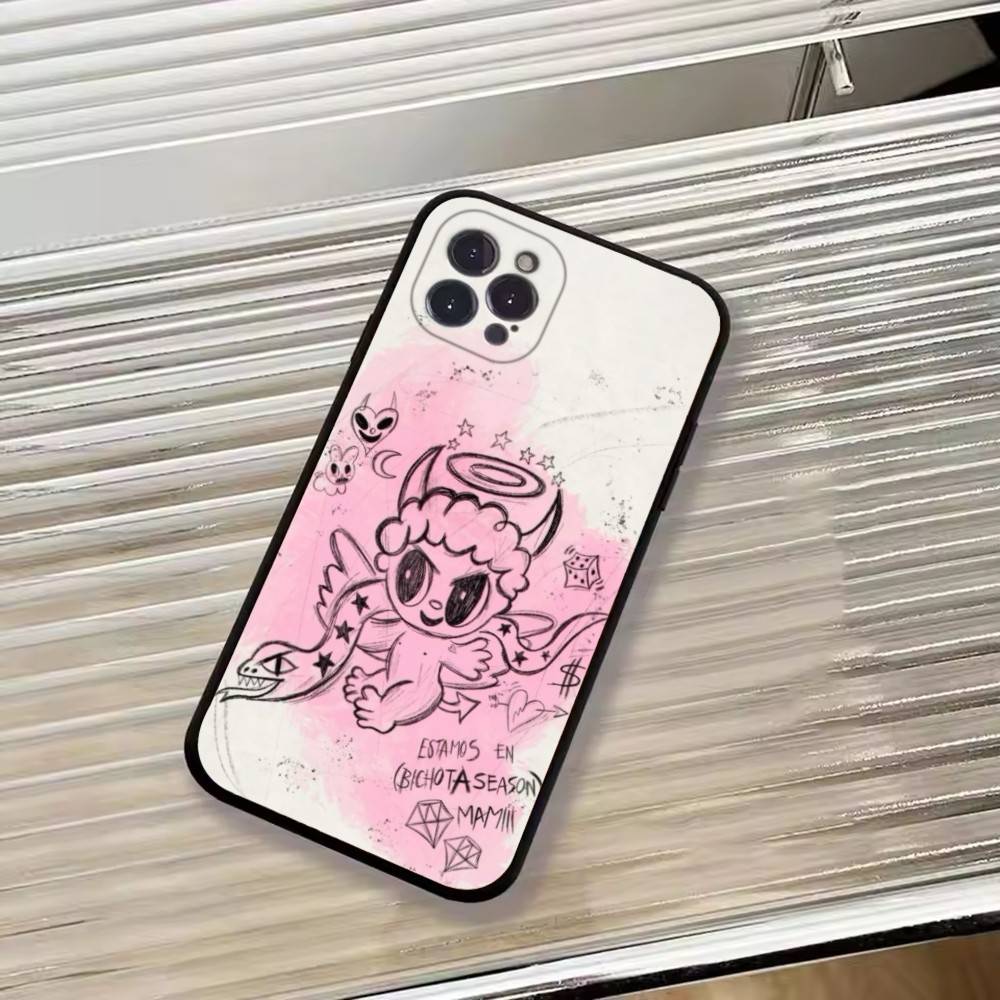

K-Karol G Dibujos Animados Phone Case For iPhone 17,16,15,14,13,12,11 Plus,Pro Max,XS,Soft Silicone Black Cover iPhone12Pro