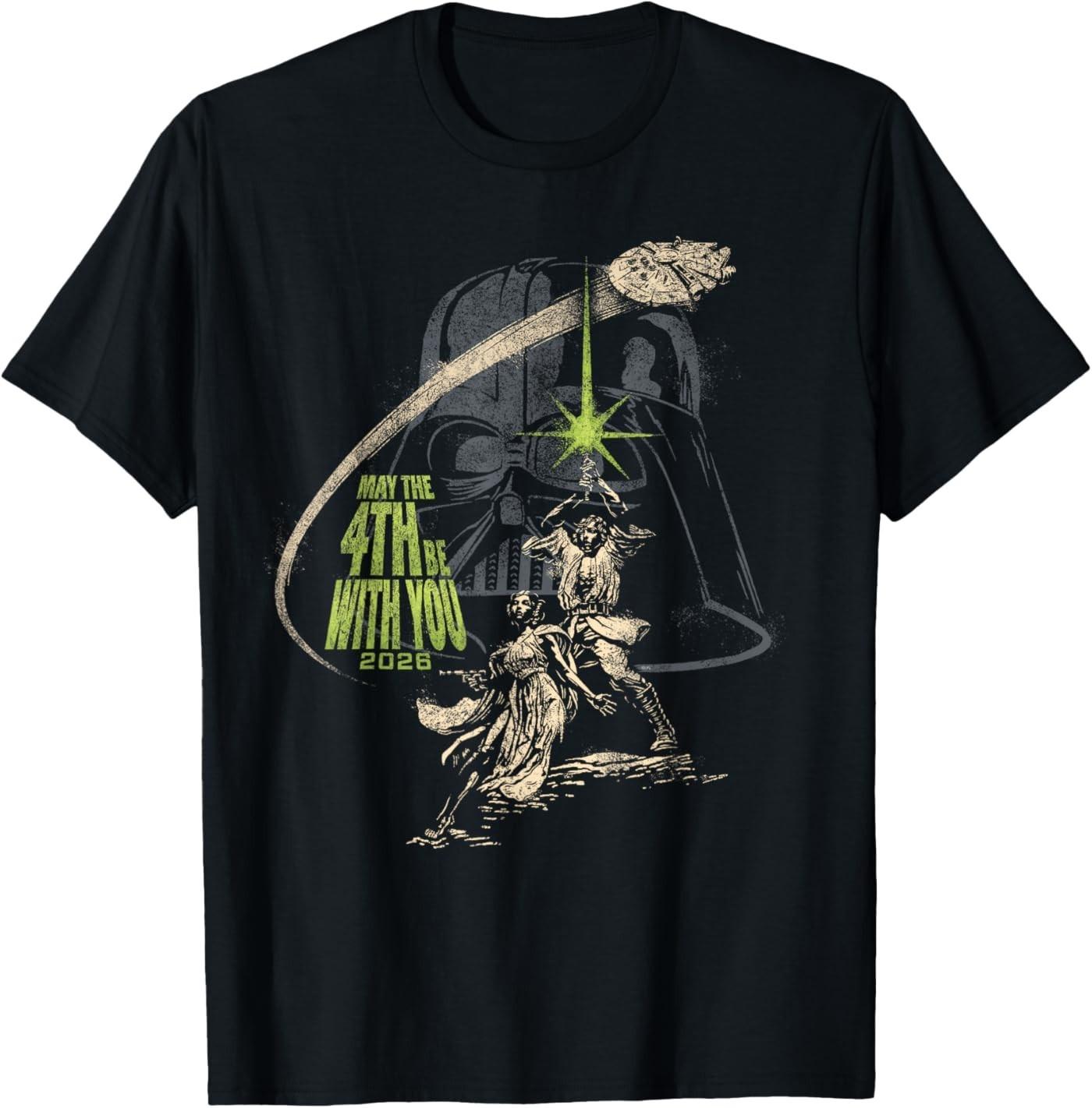 May the 4th Be With You 2026 Vintage Distressed Unisex T-Shirt S разноцветный