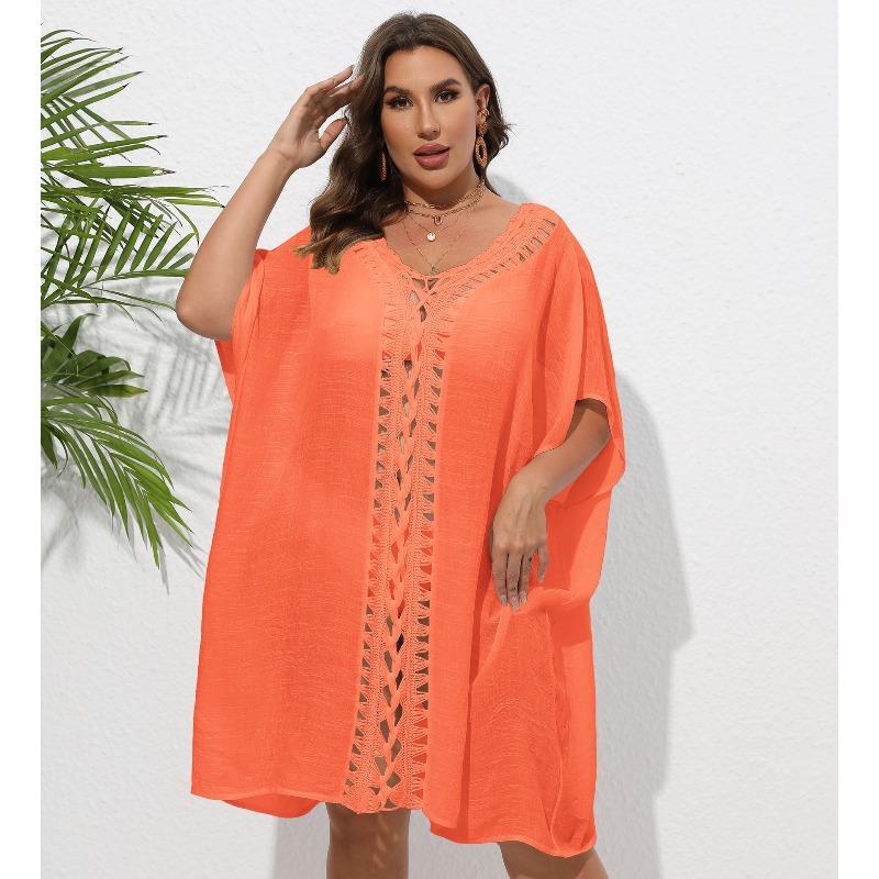 Women's Dress Large Size Women's Hand Hook Splicing Loose Beach Bikini Overcoat