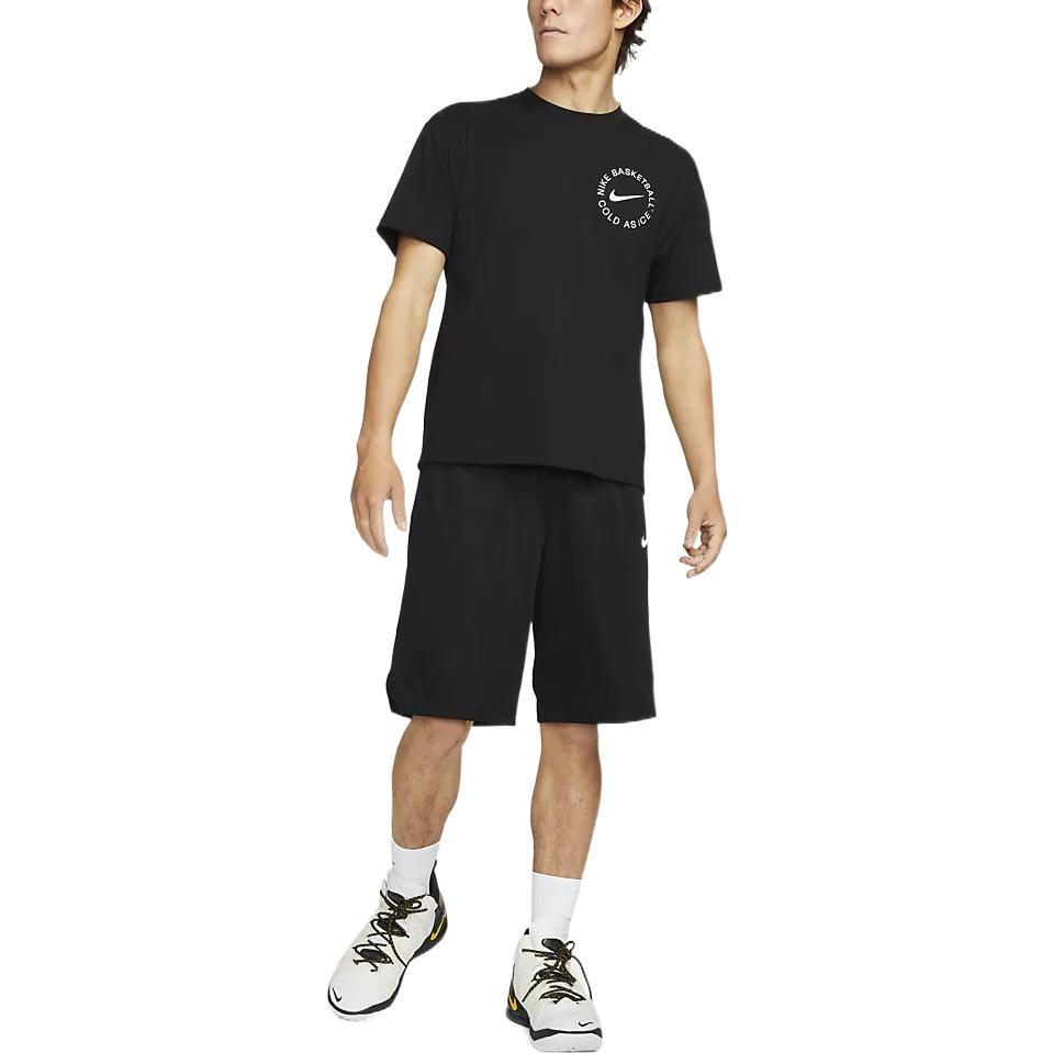 Nike Logo Print Elastic Waist Sport Straight Fit Mid-Rise Casual Shorts Men Bottoms Black AJ3915-010