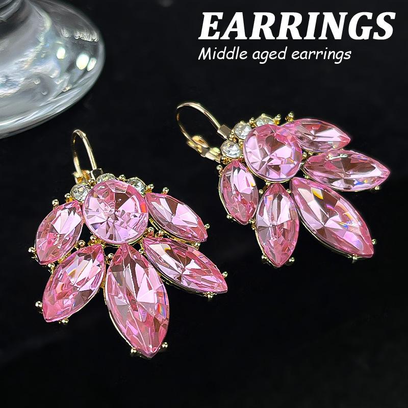 Boucles d'oreilles pendantes Zircon Fleur Colorée pour Femmes, Boucles d'oreilles pendantes Statement pour Fête & Usage Quotidien