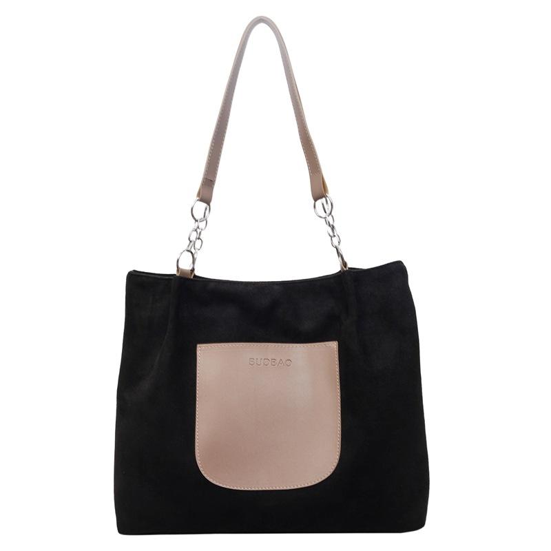 

Vintage Suede Tote Bag Women s Large Capacity Commuter Shoulder Bag чорний